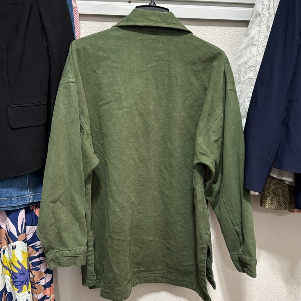 Free People Madison City Twill Jacket Olive Green Women's Casual Jacket - Picture 5 of 5